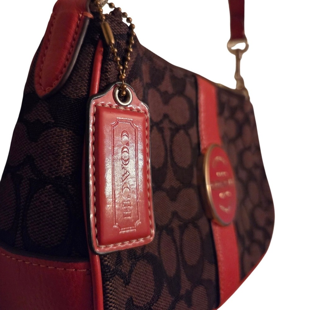 Coach Lonnie In Signature Jacquard Women's Brown Orange Monogram C8306 - Picture 3 of 14